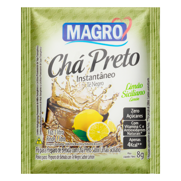 Chá Preto Magro Sabor Limão Siciliano Zero Açúcares 8g